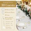 imageReli Plastic Plates for Party  210 Pieces  White wGold Rim  Plates and Napkins Party Supplies  Disposable Dinnerware Set for 30 Guests  Dinner ampamp Dessert Pack PreRolled Gold Cutlery Set Cups