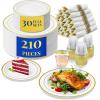 imageReli Plastic Plates for Party  210 Pieces  White wGold Rim  Plates and Napkins Party Supplies  Disposable Dinnerware Set for 30 Guests  Dinner ampamp Dessert Pack PreRolled Gold Cutlery Set Cups