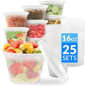 imageReli Deli Containers with Lids 25 Sets 16 oz Plastic Containers with Lids  To Go Meal Prep Food Storage  BPA Free Plastic amp Disposable  Microwave Dishwasher Freezer Safe