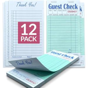 imageReli Server Note Pads 12 Pack 50 SheetsPad Guest Checks Books for Servers  Note Pads for Waitress Restaurant Orders