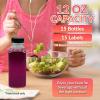 imageReli Plastic Juice Bottles 15 Pack 12 oz Square Plastic Juice Bottles with Caps amp Sticker Labels  Clear Empty for Juicing 12oz  Disposable Reusable Containers for Juicing Smoothies
