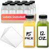 imageReli Plastic Juice Bottles 15 Pack 12 oz Square Plastic Juice Bottles with Caps amp Sticker Labels  Clear Empty for Juicing 12oz  Disposable Reusable Containers for Juicing Smoothies