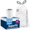 imageReli SuperFit Code K 225 Count  Compatible with Simplehuman Code K  Custom Fit Liners  Drawstring Trash Bags  3545 Liter  912 Gallon  White  Roll Pack