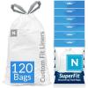 imageReli SuperFit Code N 120 Count  Compatible with Simplehuman Code N  Dispenser Pack Custom Fit Liners  Drawstring Trash Bags  4550 Liter  119132 Gallon  White