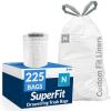 imageReli SuperFit Code N 225 Count  Compatible with Simplehuman Code N  Custom Fit Liners  Drawstring Trash Bags  4550 Liter  119132 Gallon  White  Roll Pack