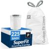 imageReli SuperFit Code P 225 Count  Compatible with Simplehuman Code P  Custom Fit Liners  Drawstring Trash Bags  5060 Liter  1316 Gallon  White  Roll Pack