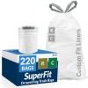 imageReli SuperFit Code RC 220 Count  Compatible with Simplehuman Code RC  Custom Fit Liners  Drawstring Trash Bags  1012 Liter  2632 Gallon  White  Roll Pack
