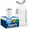 imageReli SuperFit Code RC 60 Count  Compatible with Simplehuman Code RC  Custom Fit Liners  Drawstring Trash Bags  1012 Liter  2632 Gallon  White  Roll Pack