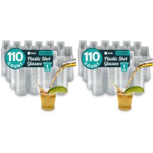 imageReli 110 Count 1 oz Plastic Shot Glasses Disposable  Clear Jello Shot Cups  Mini Plastic Cups for Party Sauces Samples  BPA Free Shatterproof 1oz Mini Glasses Disposable1 oz 110 Count Pack of 2