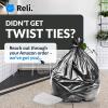 imageReli 50 Gallon Trash Bags 50 Count  Black  Twist Ties Included  Extra Tough LeakProof Heavy Duty Garbage Bags  Ideal for Large Clean Ups