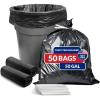 imageReli 50 Gallon Trash Bags 50 Count  Black  Twist Ties Included  Extra Tough LeakProof Heavy Duty Garbage Bags  Ideal for Large Clean Ups