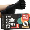 imageReli Black Nitrile Gloves Large  250 Pack Heavy Duty Disposable Gloves 5 mil  Powder Free Latex Free  SingleUse  Premium Nitrile Material for Automotive Cleaning Cooking  Food Safe
