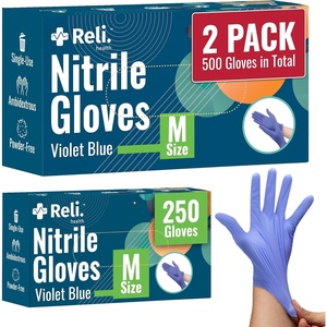 image:imageReli Nitrile Gloves Medium  Disposable Gloves 500 Pack Bulk  Powder Free Latex Free Food Safe  SingleUse  Premium Nitrile Rubber for Cleaning Automotive Salon  Violet BlueIris Blue