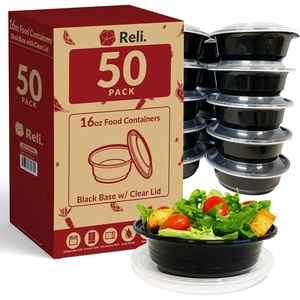 image:imageReli Meal Prep Bowls wLids  50 Pack 16 oz  Disposable Bowls with Lids  MicrowaveFreezer Safe