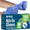 image:imageReli Nitrile Gloves Medium  Disposable Gloves 100 Pack  Powder Free Latex Free Food Safe  SingleUse  Premium Nitrile Rubber for Cleaning Automotive Salon  Violet BlueIris Blue