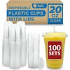 image:imageReli Plastic To Go Cups 20 oz with Lids  100 Pack  Clear LeakProof  Smoothies Iced Coffee Disposable Cups100