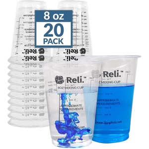image:imageReli 8 oz Paint Mixing CupResin Mixing 20 Pcs  Disposable Measuring Cups  Clear Plastic Measures  Use for Paint Epoxy Resin Pigments 8oz