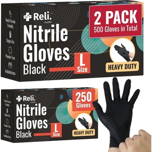 image:imageReli Black Nitrile Gloves Large 500 Pack Bulk  Heavy Duty Disposable Gloves  Powder Free Latex Free Food Safe  SingleUse  Premium Nitrile Rubber Material for Mechanic Cleaning Cooking