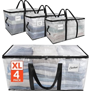 image:imageReli Moving Bags Heavy Duty 4 Pack  Extra Large Totes for Storage amp Packing  Small Space amp Dorm Room Essentials  Packing Bags with Handles amp Zippers  Alternative to Moving Boxes Clear