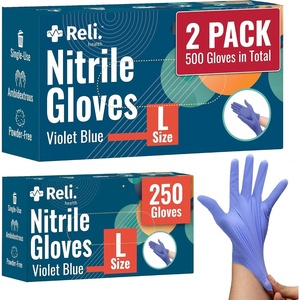 image:imageReli Nitrile Gloves Large  Disposable Gloves 500 Pack Bulk  Powder Free Latex Free Food Safe  SingleUse  Premium Nitrile Rubber for Cleaning Automotive Salon  Violet BlueIris Blue