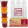 image:imageReli 1 oz Small Containers with Lids 250 Sets  Jello Shot Cups with Lids  Clear Plastic Condiment Containers  Portion Cups Sauce Souffle  Stackable  Bulk