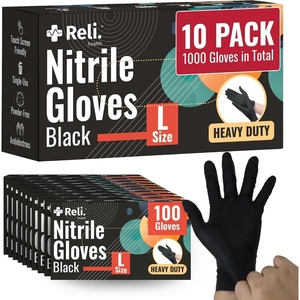image:imageReli Black Nitrile Gloves Large 1000 Pack Bulk  Heavy Duty Disposable Gloves  Powder Free Latex Free Food Safe  SingleUse  Premium Nitrile Rubber Material for Mechanic Cleaning Cooking