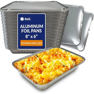 image:imageReli Aluminum Foil Pans with Lids 8x6 30 Pack Meal Prep Food Containers  Disposable Oven amp Freezer Safe for Takeout  To Go Food Storage amp Prep
