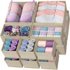 image:imageReli Drawer Organizers Clothes 14 Pack  Foldable Dresser Drawer Organizer  Beige Dresser Drawer Organizers  Fabric Drawer Dividers Foldable Closet Storage Bins Socks Underwear Ties Bras Nursery