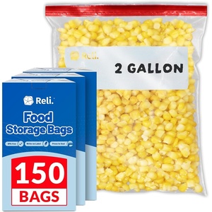 image:imageReli 2 Gallon Food Storage Bags 150pk  Resealable Storage 2 Gal Size  Resealable Bags For Food Toys Supplies  LeakProof Double Zipper MicrowaveSafe WriteOn Label BPA Free