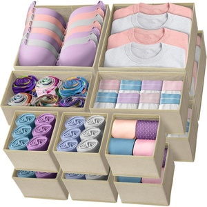 image:imageReli Drawer Organizers Clothes 14 Pack  Foldable Dresser Drawer Organizer  Beige Dresser Drawer Organizers  Fabric Drawer Dividers Foldable Closet Storage Bins Socks Underwear Ties Bras Nursery