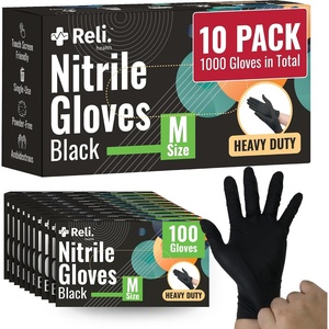 image:imageReli Black Nitrile Gloves Medium 1000 Pack Bulk  Heavy Duty Gloves